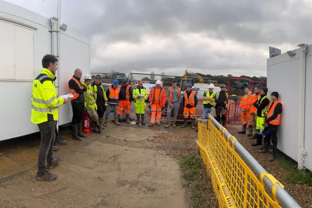 Construction Site team attending a briefing